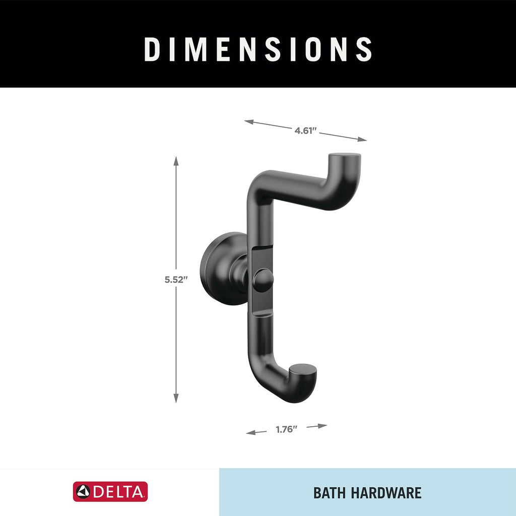 Delta Saylor 5-Piece Bathroom Set with 24 in. Towel Bar, 8 in. Hand Towel Holder, Toilet Paper Holder, Towel/Robe Hooks (2)| Matte Black Bathroom Accessories | Bathroom Hardware Set