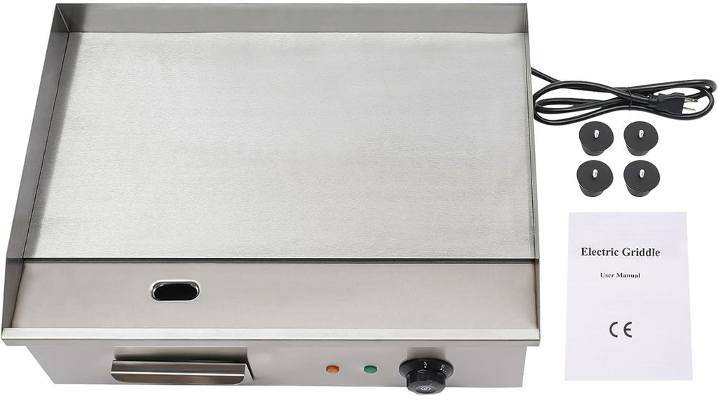 Commercial Griddle,110V 3000W Commercial Restaurant Electric Grill Griddle Cooktop Plate Combo Stainless Adjustable Thermostatic Control 50-300℃