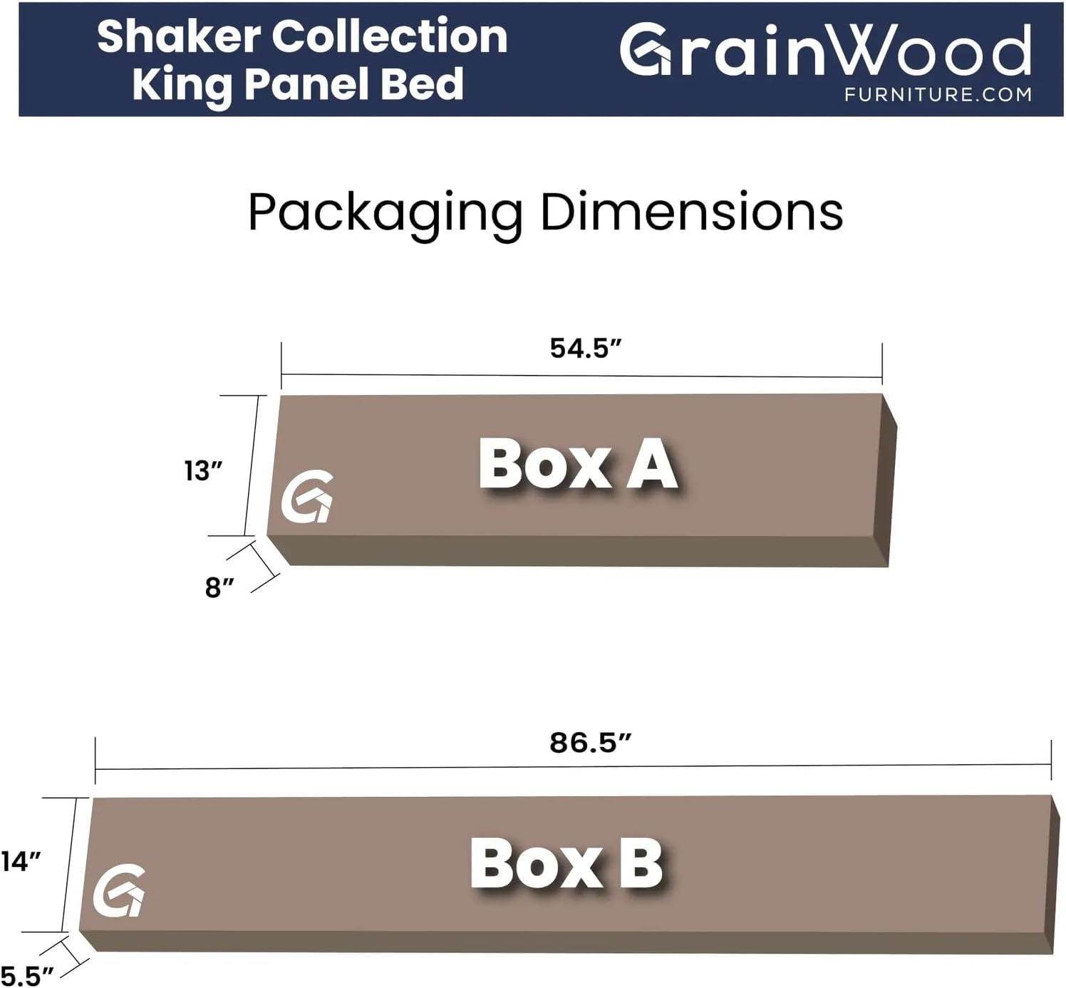 Grain Wood Furniture Shaker Solid Wood Panel Platform Bed, King Size, Walnut