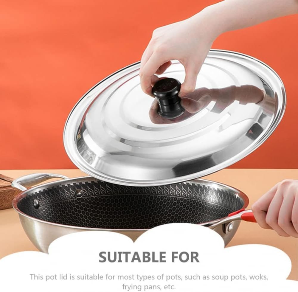 Splatter Covers,Stainless Steel Pot Cover Pan Lid: Metal Food Cover, Round Basting Steaming Cover, Stainless Steel Griddle Grill Plate Tent for Flat Top Griddle Grill Indoor Outdoor-68cm