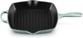 Le Creuset Enameled Cast Iron Signature Square Skillet Grill, 10.25', Sea salt