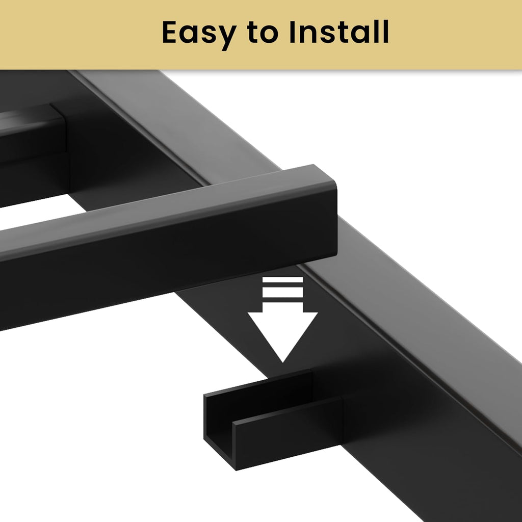 LIKIMIO Queen Bed Frame, Tall Industrial Headboard 51.2 ', Platform Bed Frame with Strong Metal Support, Solid and Stable, Noise Free, No Box Spring Needed, Easy Assembly, Dark Brown