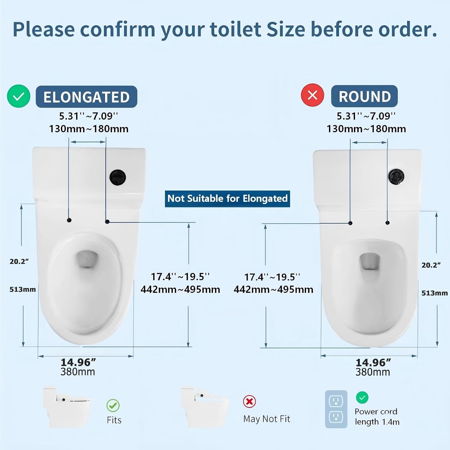 Electric Bidet Toilet Seat Elongated, Instant Warm Water, Heated Seat with Dryer, Self-Cleaning Nozzle, Soft Close Lid & Night Light - Smart Bidet with Adjustable Temp, Pressure & Universal Fit