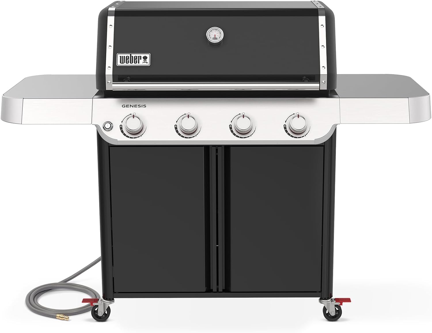 Weber Genesis E-415 Natural Gas Grill for Outdoor Cooking, 4 Burners, Black – Porcelain-Enameled Cast-Iron Grates & PureBlu Burners