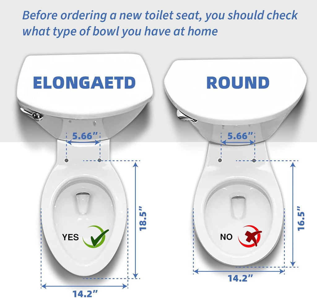 Commercial Heavy Duty Open Front Toilet Seat Without Cover, Thickened Material, Never Loosen, ELONGATED, White(18.5'), 6-Pack