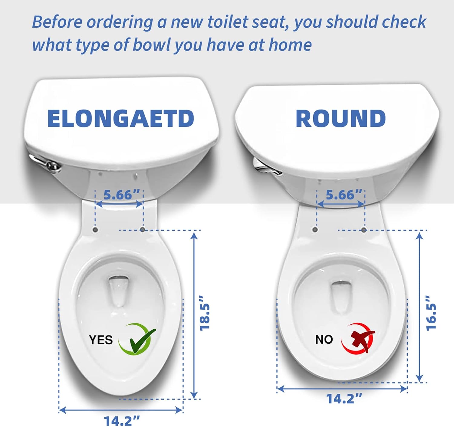 Commercial Heavy Duty Open Front Toilet Seat Without Cover, Thickened Material, Never Loosen, ELONGATED, White(18.5'), 6-Pack