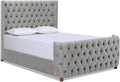 Jennifer Taylor Home Harmonie Queen Tufted Panel Bed Headboard and Footboard Set, Opal Grey Velvet