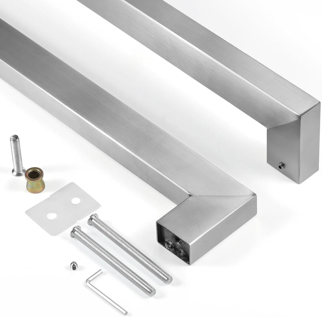 Ranbo Squared-Shaped/Rectangle 71' Large Push Pull Door Handle, Back to Back,1762mm (69 3/8 inch), 1.2 mm 304 Stainless Steel, for Barn Front Wood Shower Commercial Entrance Door,Brushed Nickel