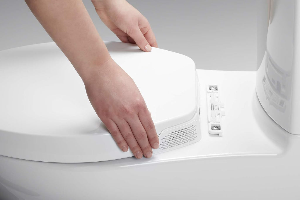 KOHLER K-5589-0 Purefresh Round-Front Deodorizing Toilet Seat with Nightlight, Grip-Tight Bumpers, Quiet-Close Seat, Quick-Release Hinges, Quick-Attach Hardware, No Slam Toilet Seat, White