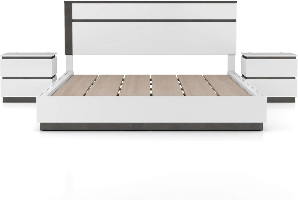 Furniture of America FOA Misti 3-Piece White Wood Bedroom Set - Cal King + 2 Nightstands