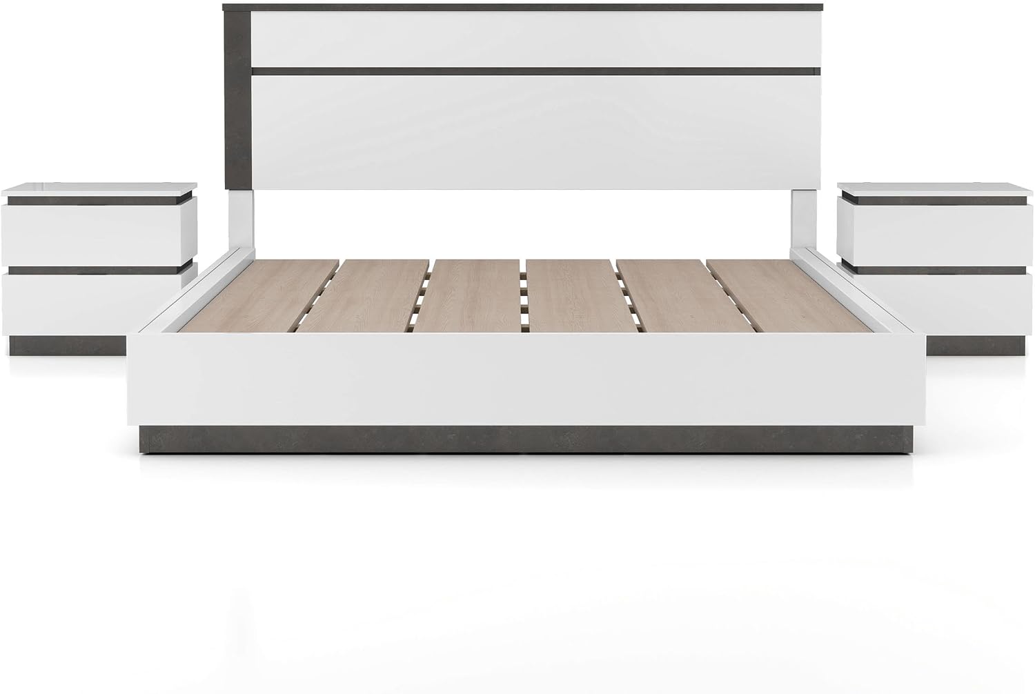 Furniture of America FOA Misti 3-Piece White Wood Bedroom Set - Cal King + 2 Nightstands