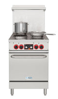 KoolMore 24 in. Commercial Electric Range with 4 Burners and 1 Standard Electric Oven in Stainless Steel - 208V 3-Phase, CSA Listed (KM-CR24-E)