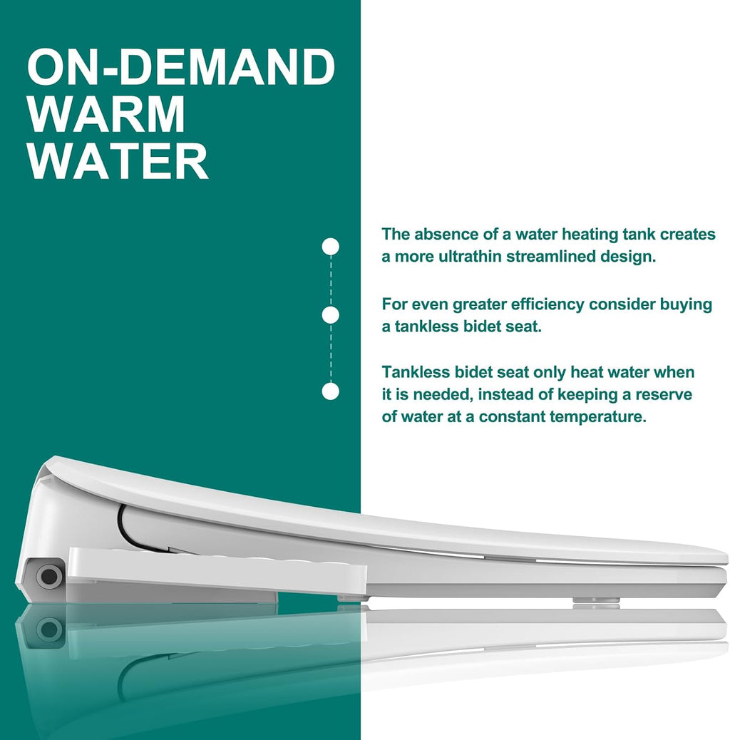 Aquatiz Elongated Smart Toilet Seat, Electronic Heated Toilet Seat, Self-Cleaning Nozzle, Temperature Controlled Wash, Air Dryer, Deodorizer, LED Light, Multi-mode Wash, (Panel Control)