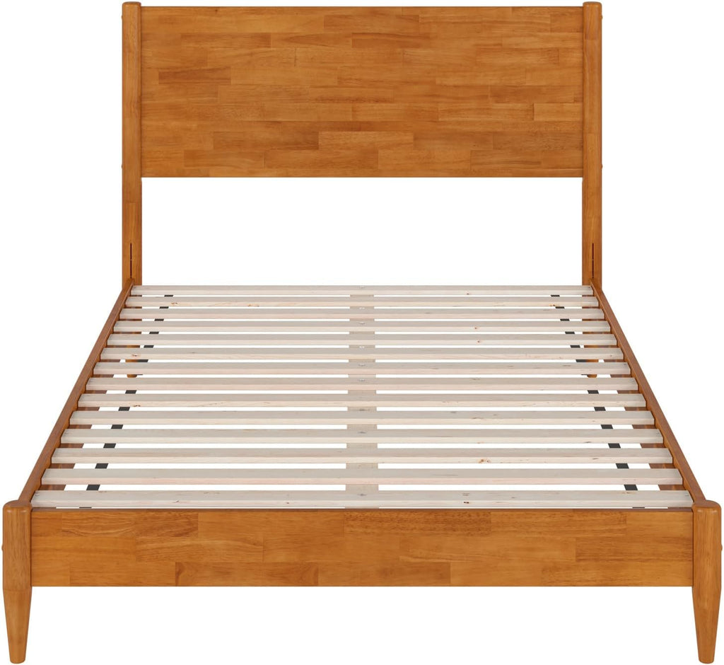 AFI, Pasadena Full Solid Wood Low Profile Platform Bed, Light Toffee
