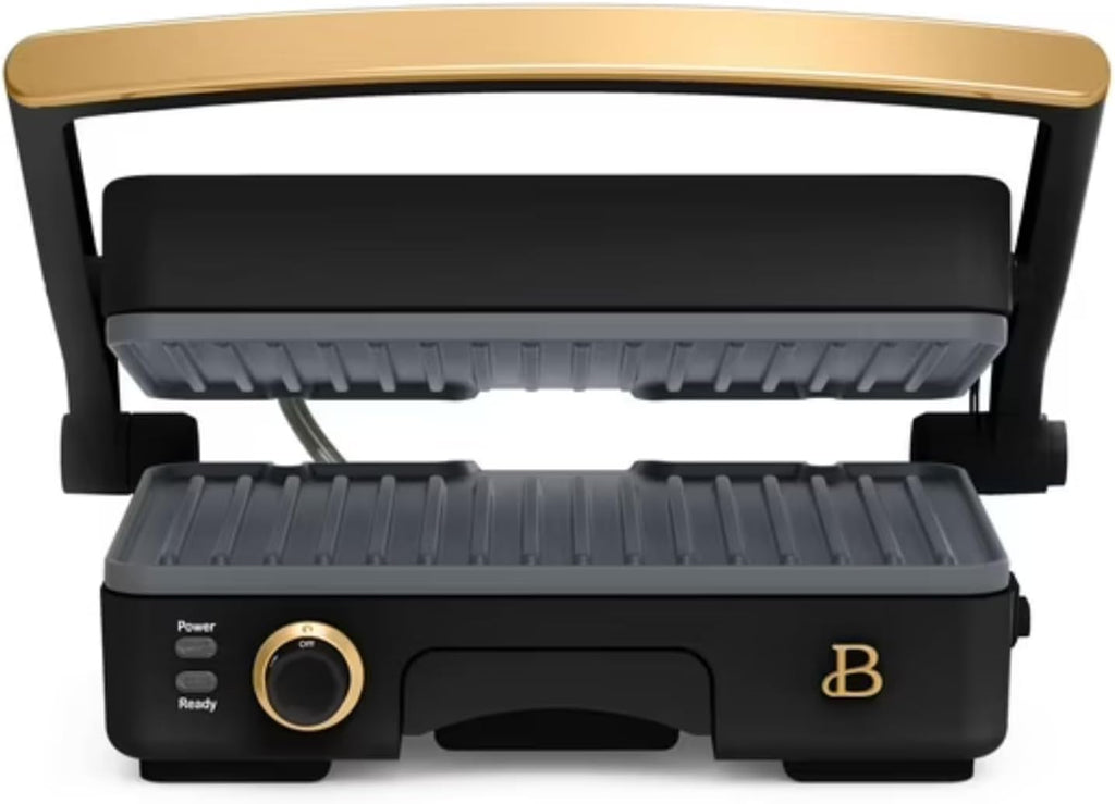 Panini Press Indoor Grill 2-in-1 Electric Contact Grill with Removable Nonstick Plates, 1200W Adjustable Temperature Sandwich Maker (Black Sesame)