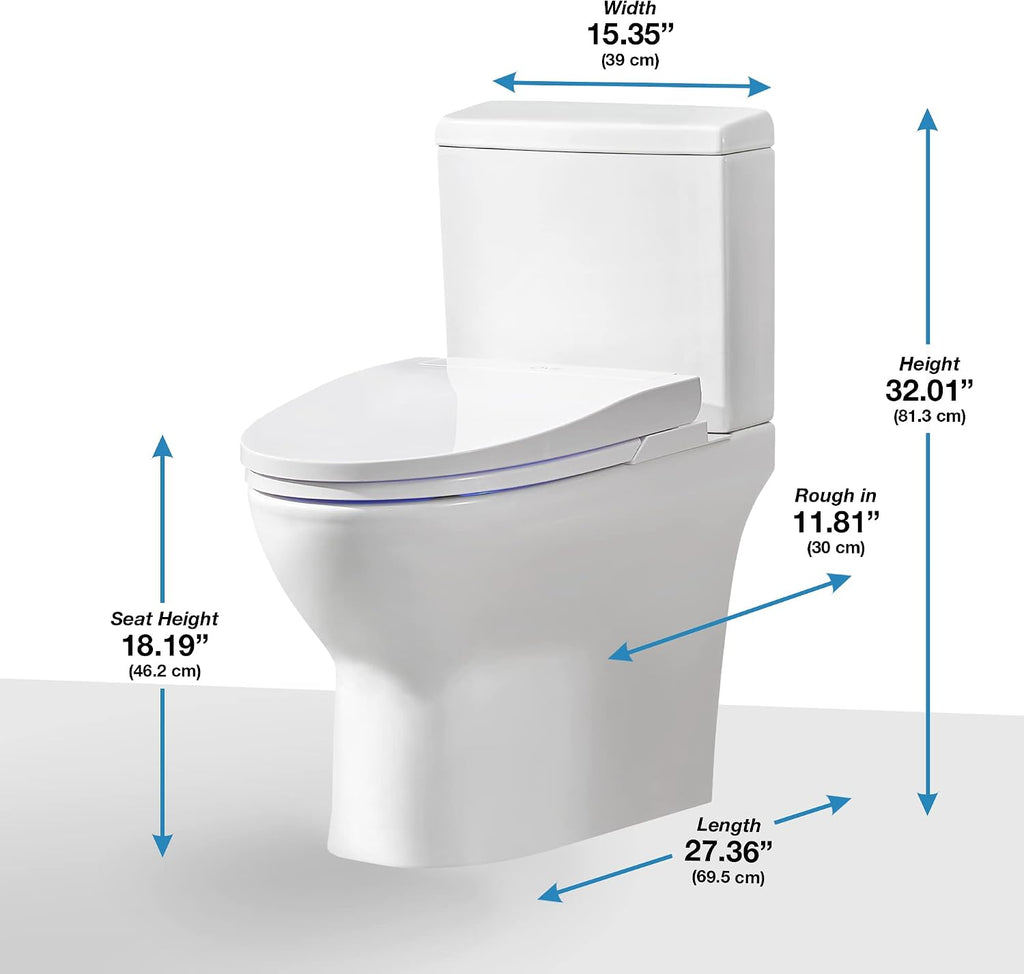 OVE Decors Wilma Smart Toilet with Integrated Bidet Seat, Heated Seat with Auto Flush and Warm Water and Multi Function Remote Control, White