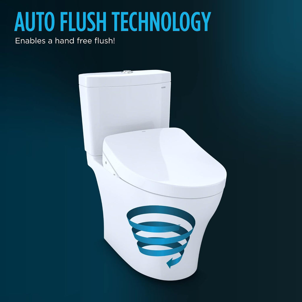 TOTO® WASHLET®+ Aquia IV® Cube Two-Piece Elongated Dual Flush 1.28 and 0.9 GPF Toilet with Auto Flush S550e Bidet Seat, Cotton White - MW4363056CEMFGNA#01