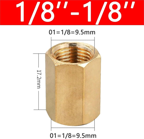 10/50Pcs Female Thread Brass Pipe Fittings Hex Nut Rod Connector 1/8 1/4 3/8 1/2 3/4 Inch Coupling For Water Fuel Gas(01-01,50 pcs)