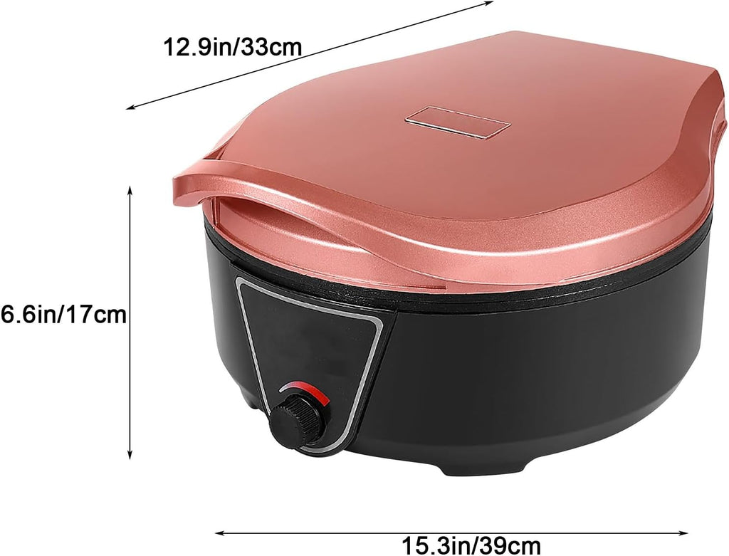 Electric Frying Pan, Electric Griddles, Pizza Maker Machine for Indoor Grill, for Pancakes, Cookies, Burgers(Pink)