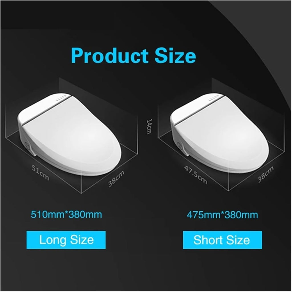 Smart toilet seat bidet Electric Bidet cover heat sit led light integrated chair intelligent(White Long Size)