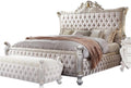 Acme Picardy California King Bed in Fabric & Antique Pearl