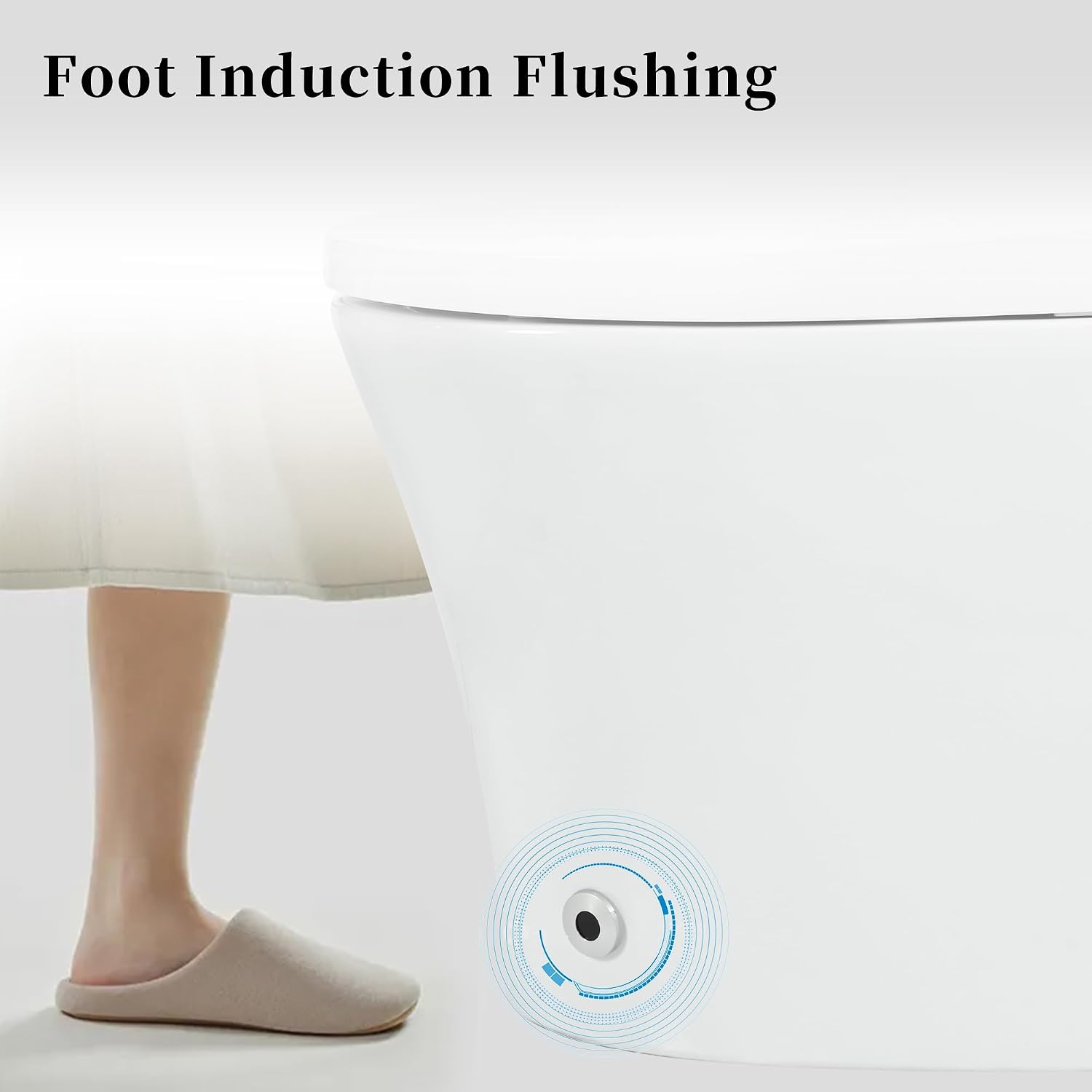 Smart Toilet with Adjustable Heated Seat, One-Piece Elongated Ceramic Toilet, Dual Flush 1/1.28 GPF, Auto Flush, Foot Sensor, Knob Control, Soft Night Light, White