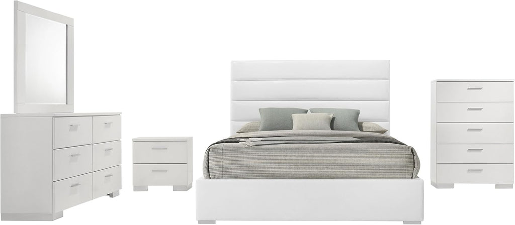 Coaster Home Furnishings Felicity 5-Piece California King Bedroom Set White High Gloss 203511KW-S5