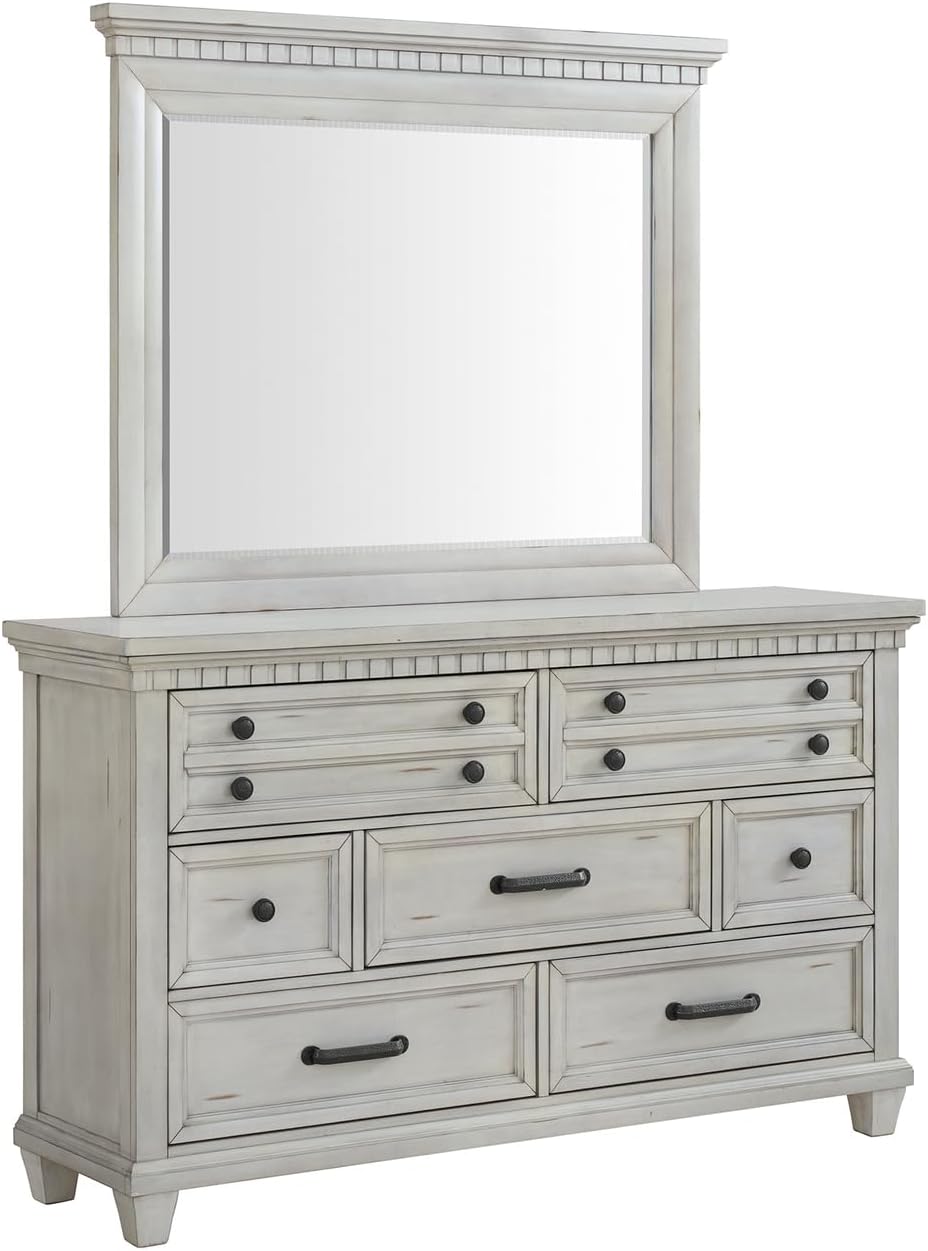 Picket House Furnishings Windom King Storage 5PC Bedroom Set in Antique White