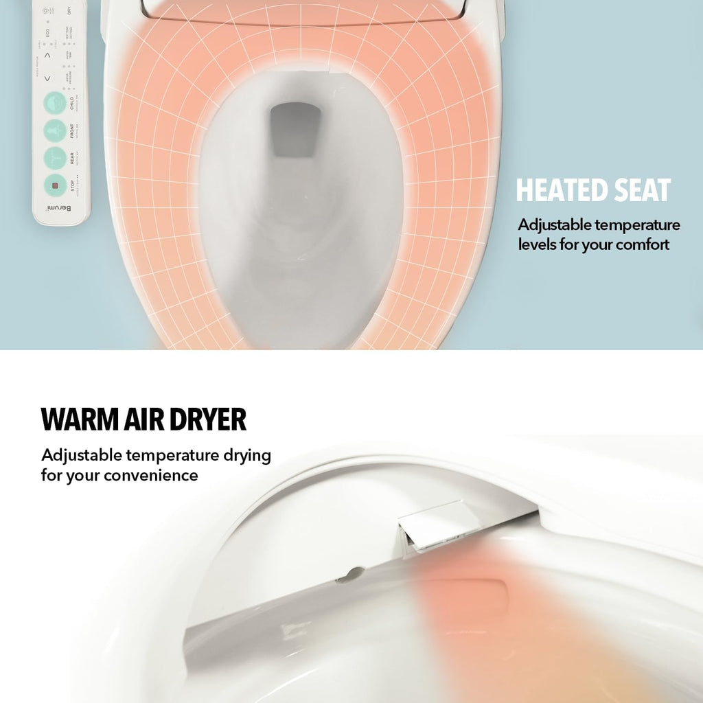 Barumi Bidet [BM-5000], Electric Bidet Toilet Seat, Heated Seat, Warm Water, Position Control, Eco-Mode, Self Cleaning