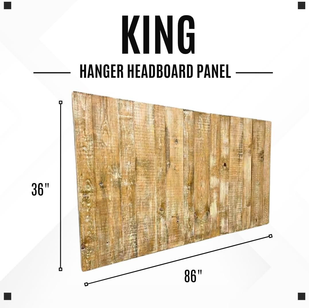 Barn Walls Boho Whitewash Headboard, Bohemian Design, Solid Wood Headboard, Floating Panels, Wall Mount, Adjustable Height, Easy Assembly, King Size