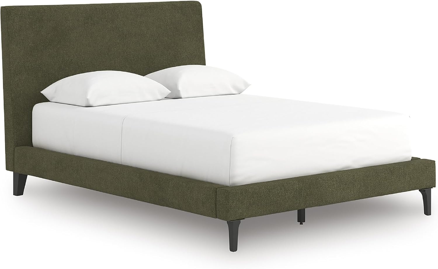 Signature Design by Ashley Darcalli Casual Full Upholstered Platform Bed with Roll Slats, No Foundation or Box Spring Needed, Green