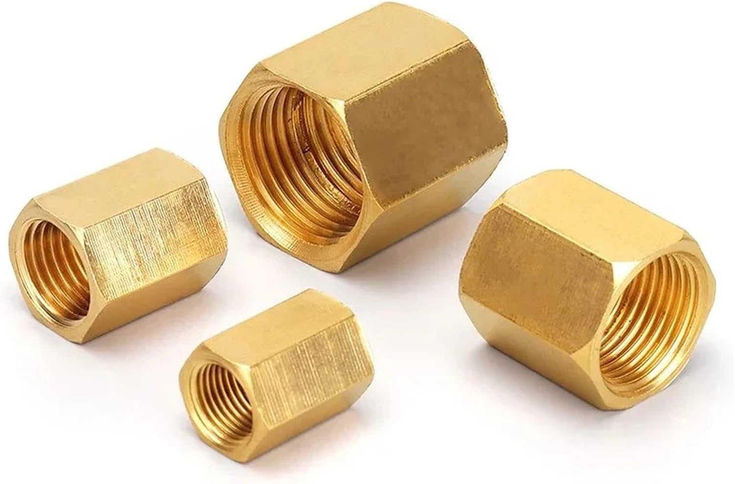 10/50Pcs Female Thread Brass Pipe Fittings Hex Nut Rod Connector 1/8 1/4 3/8 1/2 3/4 Inch Coupling For Water Fuel Gas(01-02,50 pcs)