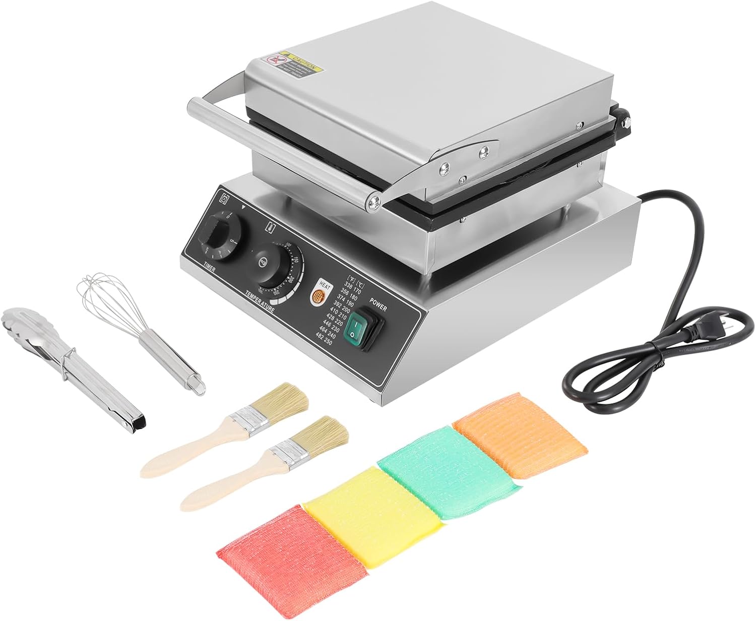 Electric Ice Cream Cone Maker, 1750W Waffle Cone Machine with Temperature and Time Control, Stainless Steel Non-Stick Egg Roll Maker for bakeries Snack Shops Restaurants Schools Food Factories Etc