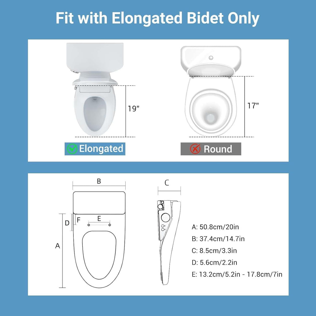 Electric Bidet Toilet Seat, Elongated Smart Toilet Seat with Heated Seat & Warm Water, Bidet Toilet Attachment with Self-Cleaning Nozzles, Slow Close Lid, Night Light, Easy Installation