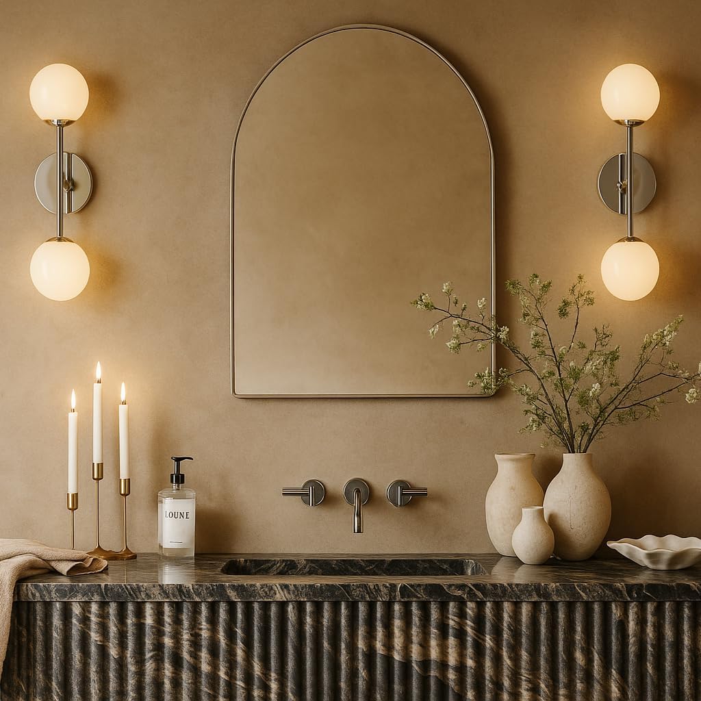 TEHOME 20 x 30'' Brush Nickel Arched Bathroom Medicine Cabinet with Mirror Recessed and Surface Mount Medicine Cabinet Mirror
