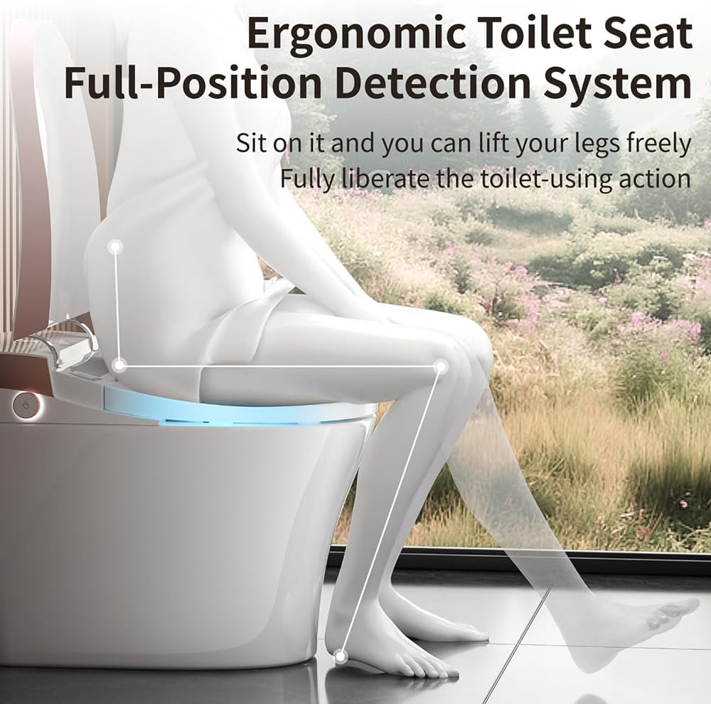Smart Toilet Bidet with Auto Open Close One Elongated Toilet with Tank Built in,with Warm Water Sprayer and Dryer, Instant Warm Water,Heated Seat,CSA,Power Outage Flushing Mode