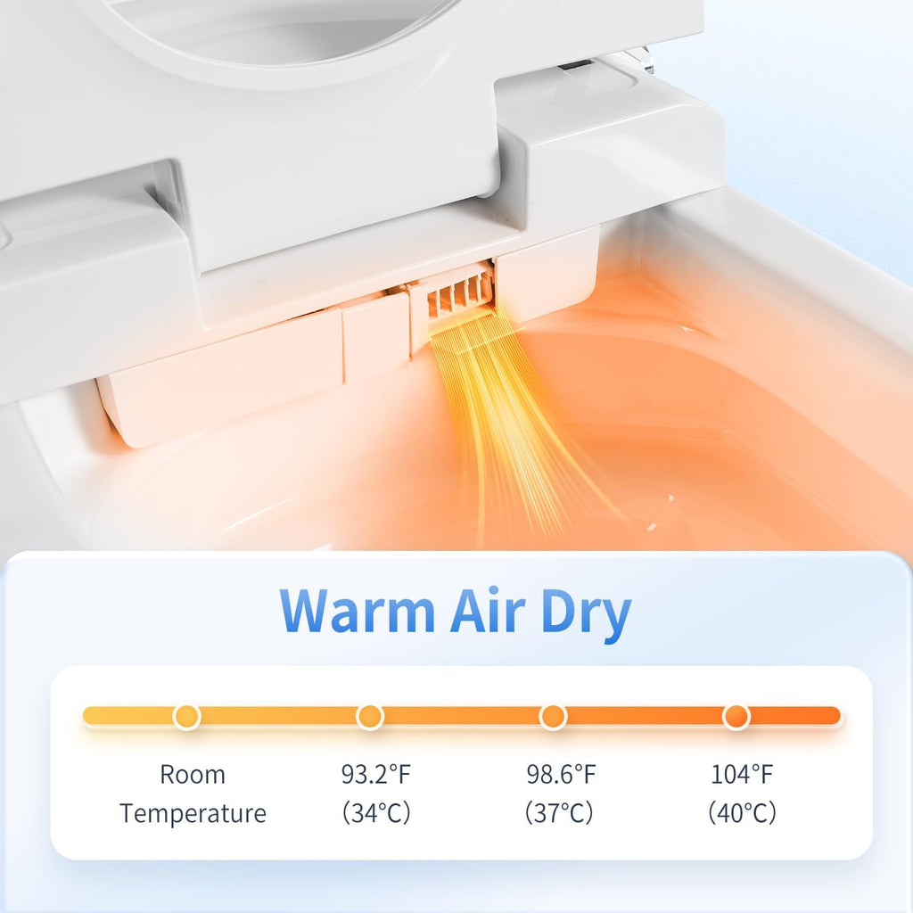 Tankless Smart Toilet with Bidet Built-In Elite Model Auto Open/Close Auto Flush Bubble Wash Heated Seat Warm Water & Dryer Adjustable Temp Side Knob (S31G)