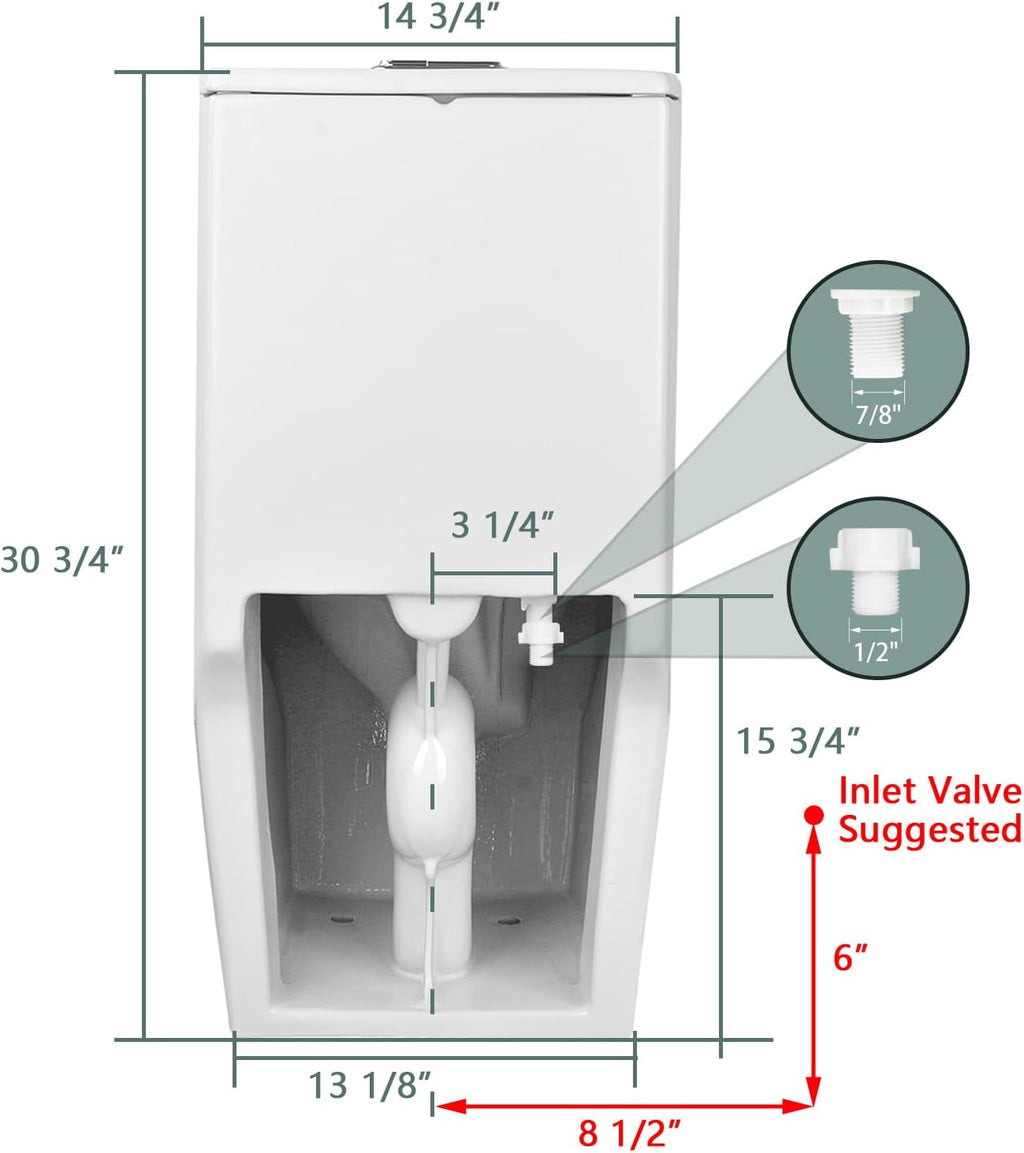 DeerValley Elongated One Piece Toilet with Comfortable Chair Seat Height, Dual Flush Toilet 1.1/1.6 GPF and 10' Rough-in Toilet Bowl DV-1F52102R