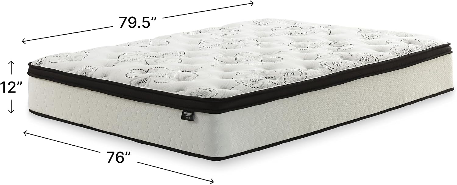 Signature Design by Ashley Chime Hybrid King 12' Mattress with Gel Memory Foam, Medium Firm, Pressure Relief, Fiberglass Free Mattress in a Box