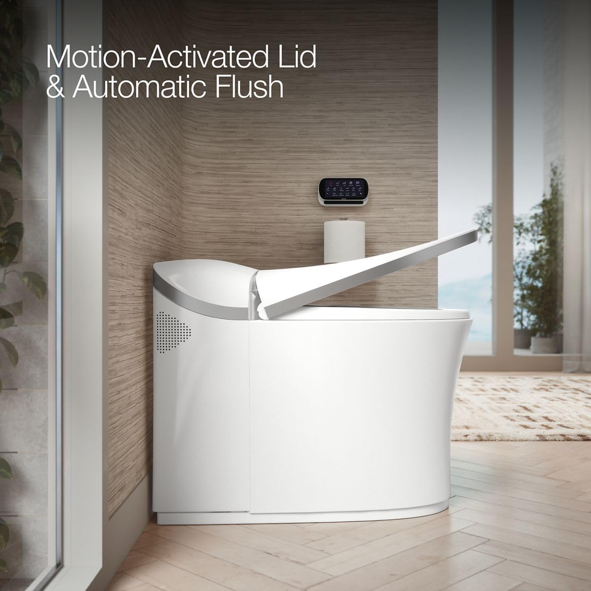 KOHLER K-77795-0BN Eir Comfort Height One-Piece Elongated, Dual-Flush, Smart Toilet with Bidet Built In, White with Brushed Nickel