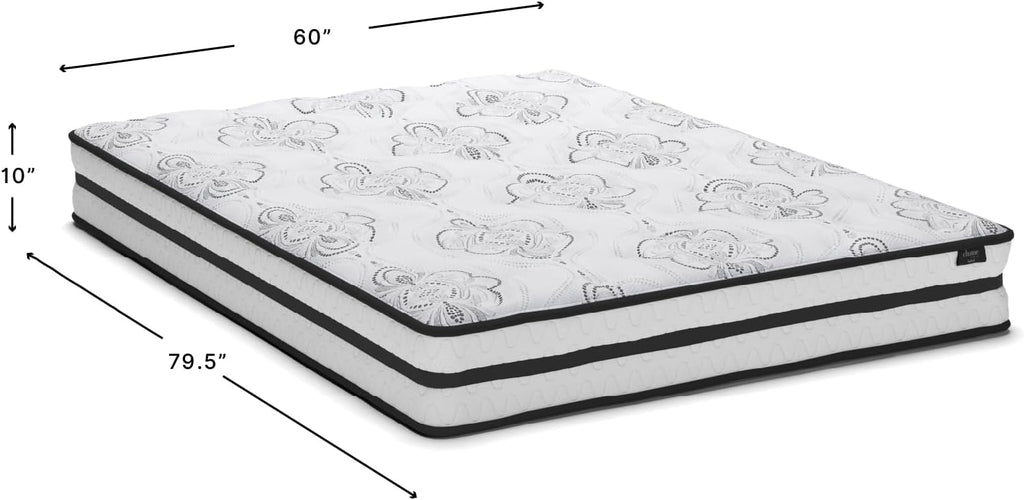Signature Design by Ashley Queen Size Chime 10 Inch Medium Firm Hybrid Mattress with Cooling Gel Memory Foam for Pressure Relief, Fiberglass-Free, Mattress In A Box