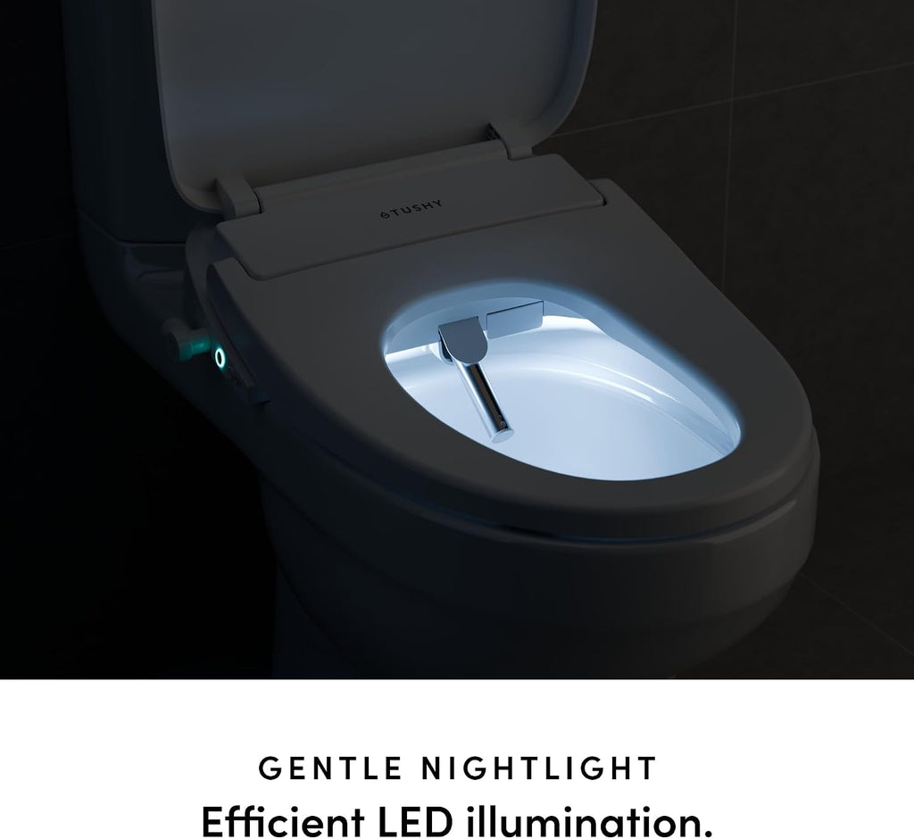 TUSHY Cloud+ Electric Bidet Toilet Seat w/Remote (Personal Settings Include: Instant Warm Water, Heated Seat & Air Dryer), Automatic Deodorizer, Night Light, Soft Close Seat & Lid (Elongated)