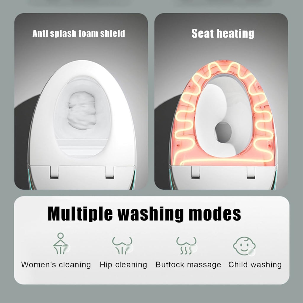 Smart Toilet With Bidet Built In, Smart Bidet Toilet for Bathrooms, Toilet with Warm Water Sprayer & Dryer, Foot Sensor Operation, Heated Bidet Seat, Auto Smart Toilet with LCD Display White