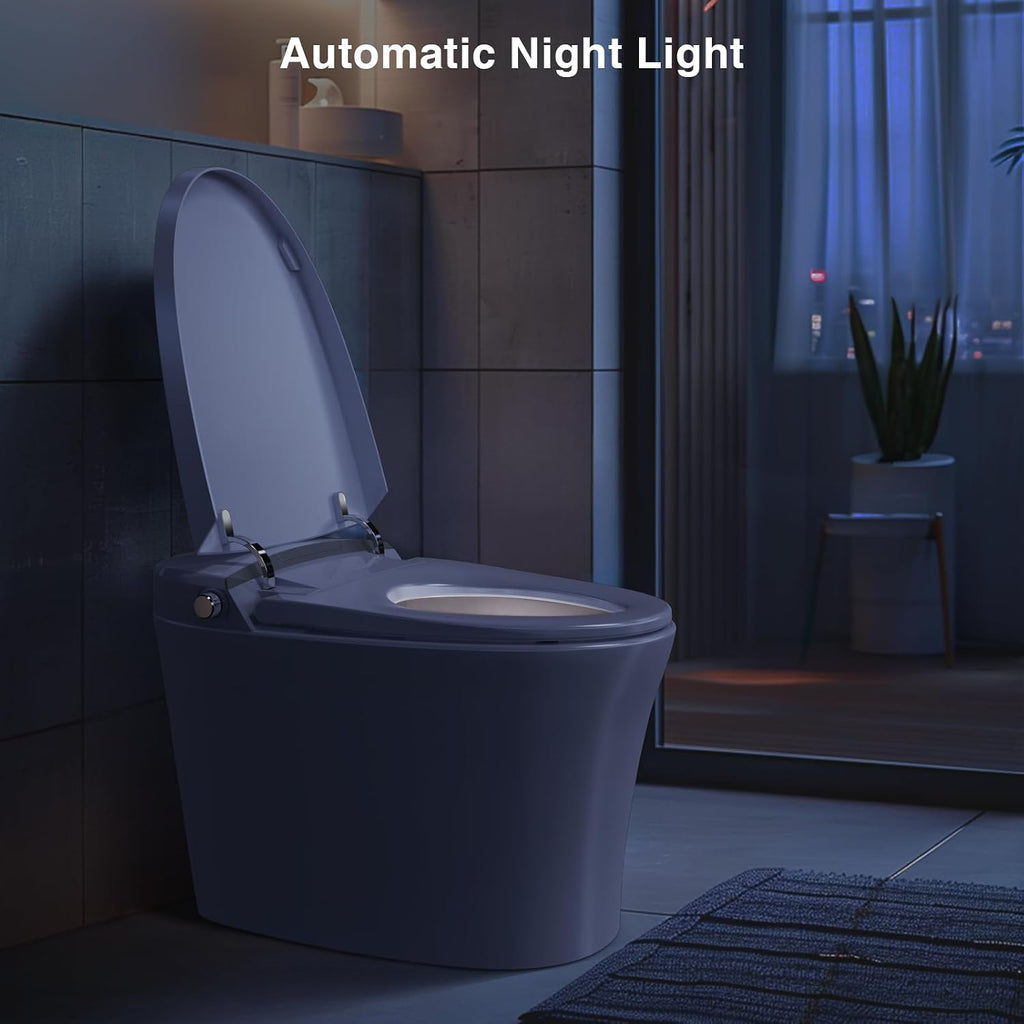 Smart Toilet with Bidet Built In,Heated Seat & Dual Auto Flush,1000 Gram MaP Flush Score,Foot Sensor, Tankless Modern Elongated Electric Toilet with Warm Water Wash.