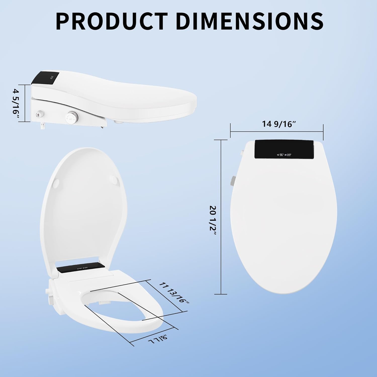 DeerValley Electric Bidet Toilet Seat with Heated Seat, Hot & Cold Massage and Micro Bubble Wash, Auto Deodorization, Warm Air Dryer, Adjustable Warm Water, Slow Closed Lid, LED Display, Elongated