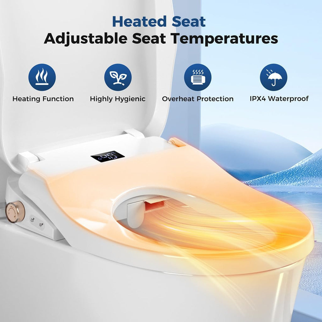 GAICOM Bidet Toilet Seat, Electric Smart Heated Toilet Seat, Feminine & Front Rear Wash, Instant Warm Water & Dryer, Self-Clean Nozzle, Soft Closed Toilet Lid, Wireless Remote Night Light Elongated