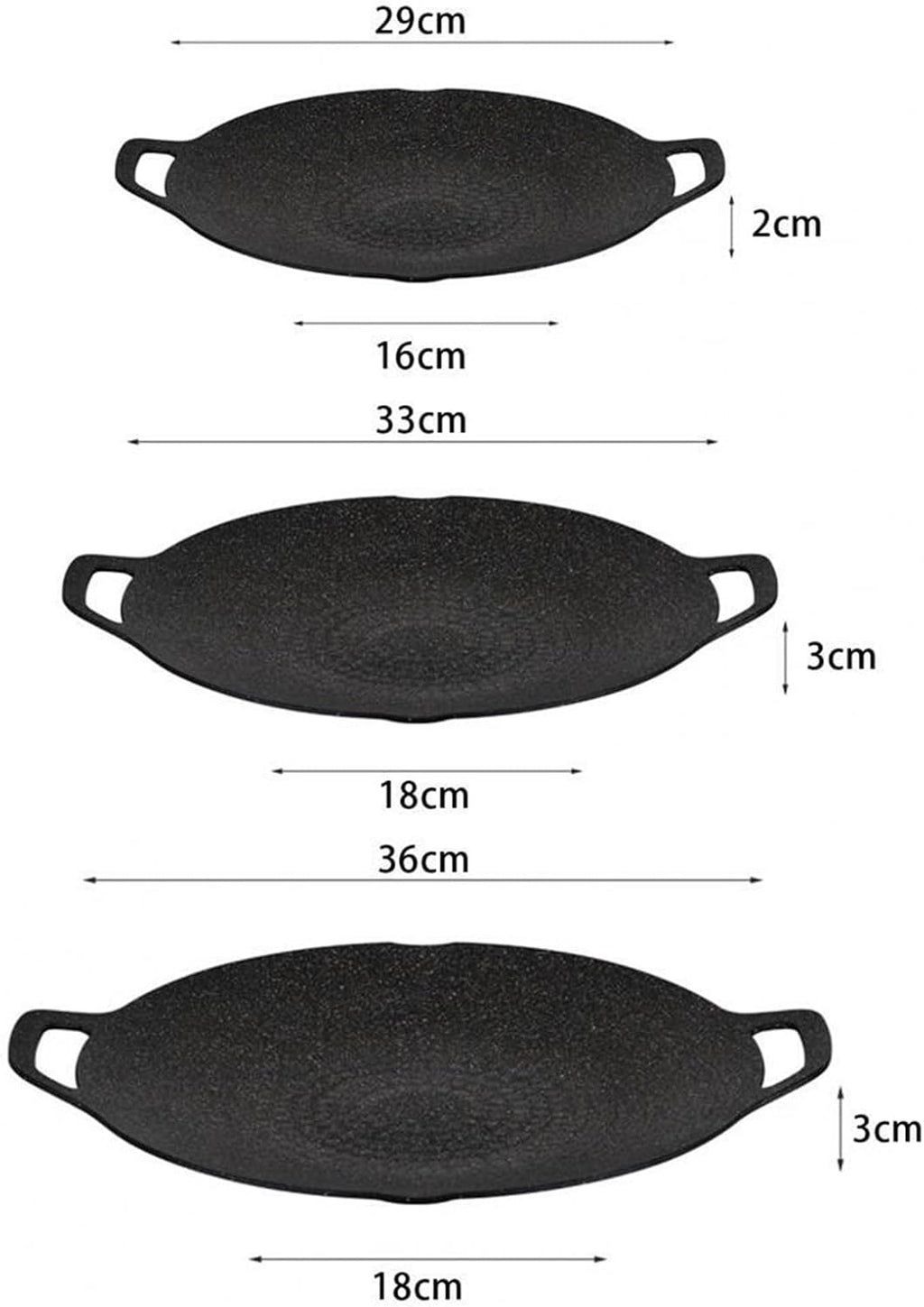 Cast Iron Barbecue Tray Bbq Grill Pan for Indoor Cooking Camping Non-stick Round Baking with for Home for Outdoor Camping(L-36x18 x 3 cm)