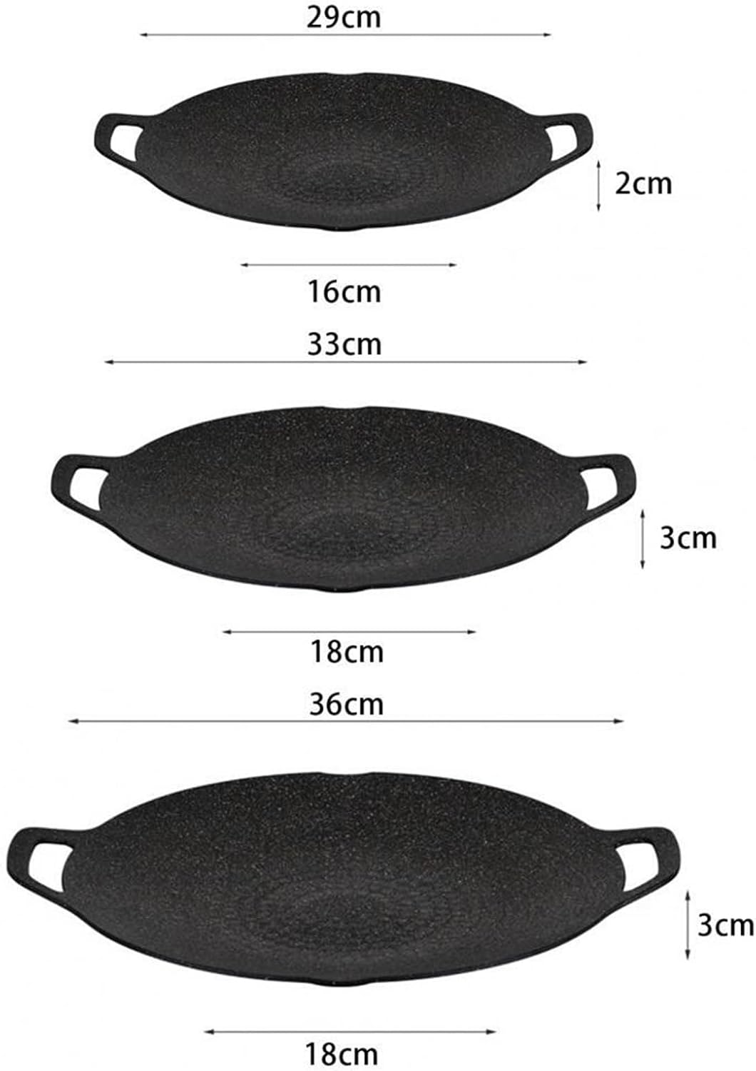 Cast Iron Barbecue Tray Bbq Grill Pan for Indoor Cooking Camping Non-stick Round Baking with for Home for Outdoor Camping(L-36x18 x 3 cm)