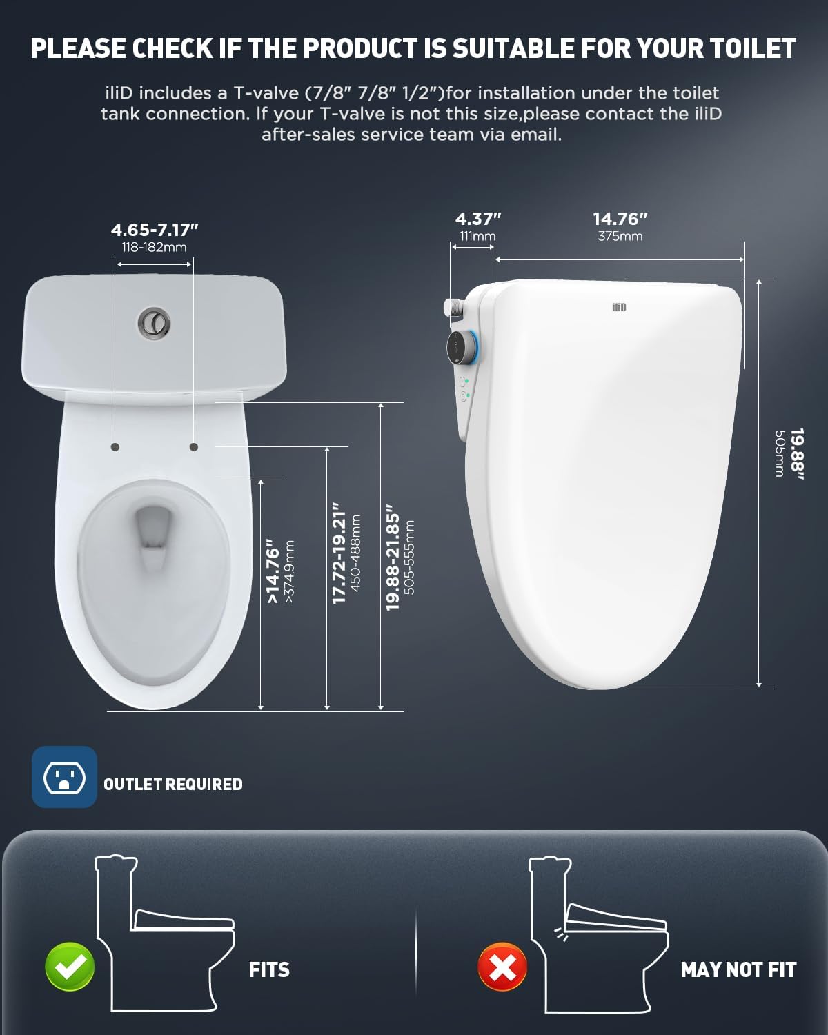iliD Bidet Seat, Toilet Seat, Electric Elongated Ecoseat with Four Cleaning Modes, Adjustable Angle and Pressure, Remote Control, Slow Close Lid, Easy Installation, 2 Year Warranty