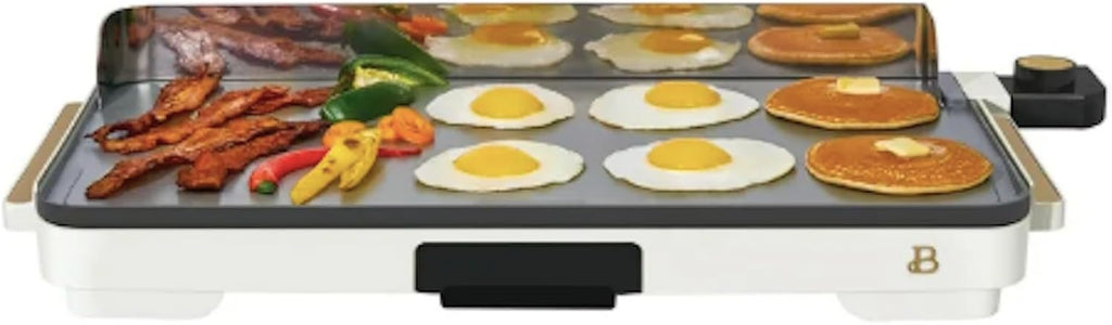 Stunning XL Electric Griddle 12' x 22,' Non-stick by Drew Barrymore (White)